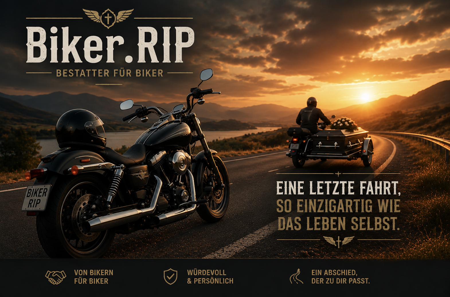 Motorradgespann für die letzte Fahrt zur Beisetzung